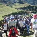 Villagers walking up the mountain
